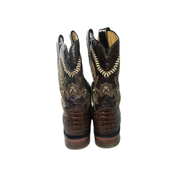 SOTO Boots Caiman Belly Print Men\'s Cowboy Boots Size 9 Brown main image 5